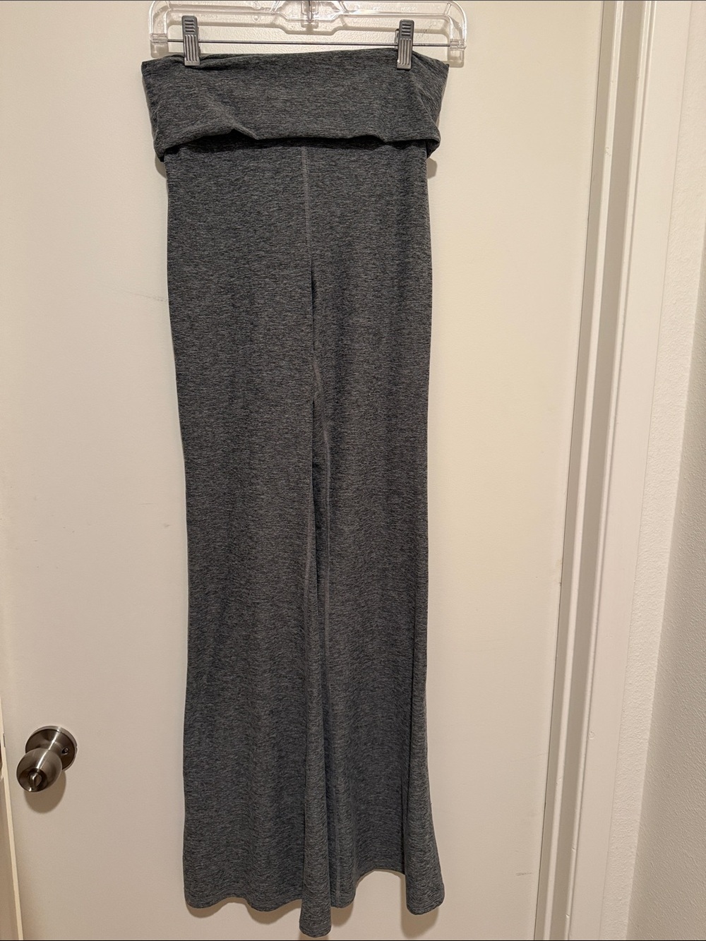 Fabletics Gray Fold-Over Waist Yoga Pants